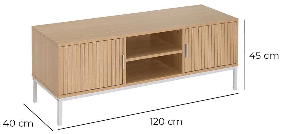 Natúr színű TV-állvány tölgyfa dekorral 120x45x40 cm Mid-Lines – Casa Selección