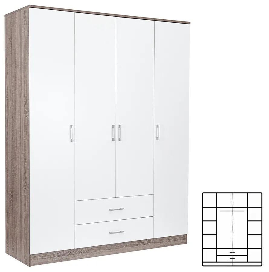 Miami gardróbszekrény 160x205 cm fehér-yorki tölgy