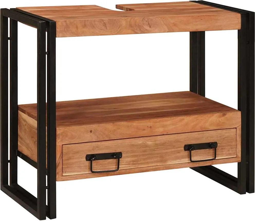 vidaXL Mosdó szekrény fiókkal Barna 71 x 33 x 58 cm Tömör Akácfa