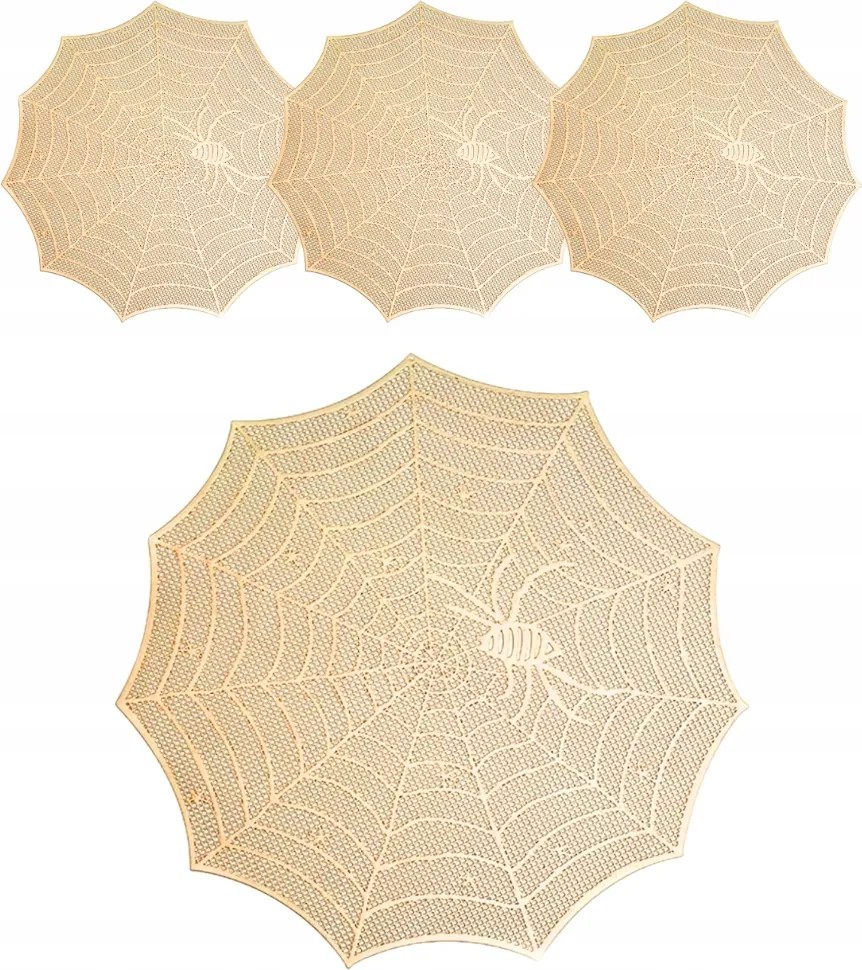 Asztali Alátét Pókháló Halloween Arany 38 cm Áttört Asztalszőnyeg 4db