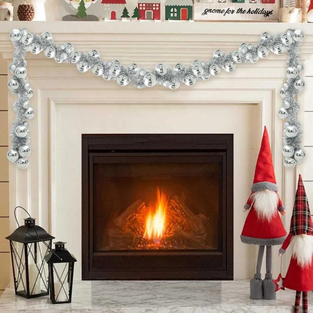 Karácsonyi gömb girland Ezüst 186 cm Polisztirol