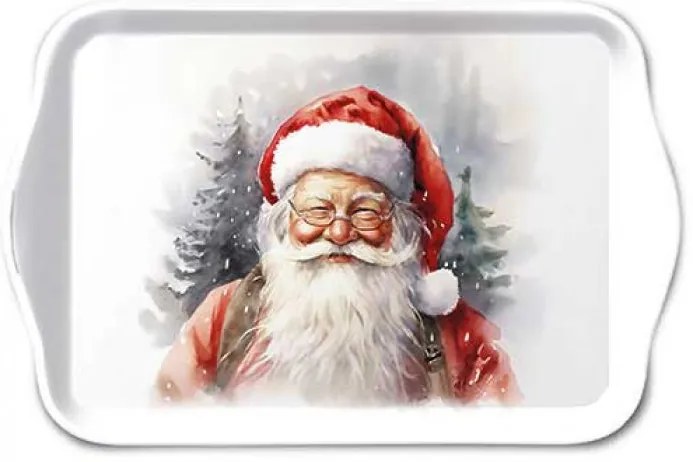 Karácsonyi télapós műanyag kis tálca 13x2 1cm Happy Santa