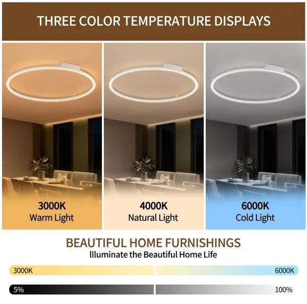 Brilagi - PORTOFINO LED dimmelhető lámpatest LED/85W/230V Ø 120 cm fehér + távirányító