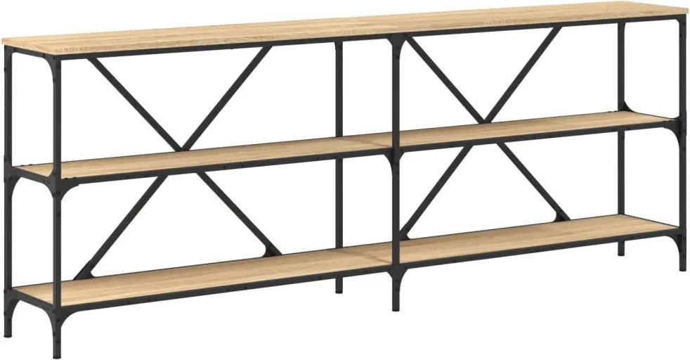 vidaXL sonoma tölgy színű szerelt fa és vas konzolasztal 200x30x75 cm