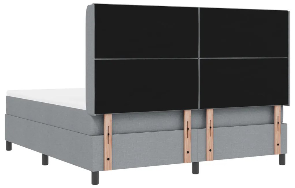 Boxspring Ágy Matrac S-LED Fénnyel Szürke 180x200 cm Szövet