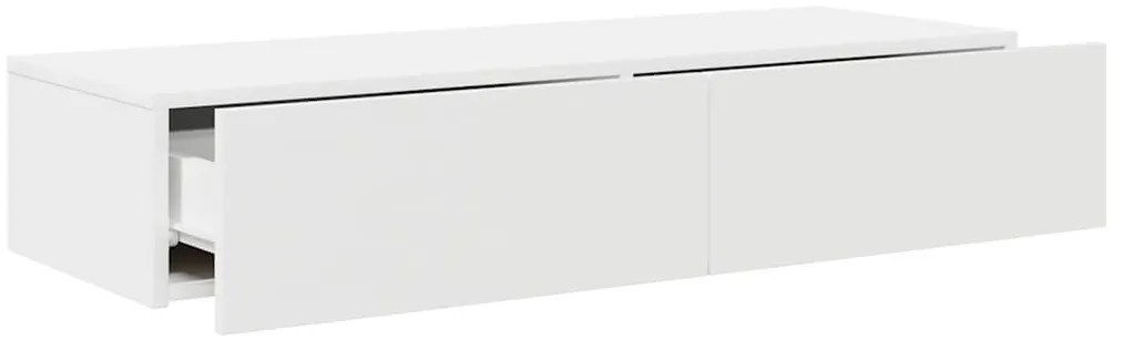 Falipolc fiókokkal fehér 100x36x19 cm műszaki fa