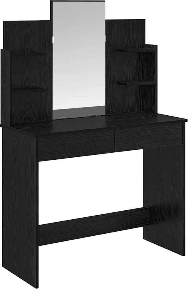 vidaXL Tükörrel Ellátott Öltözködőasztal Fekete tölgy 96 x 39 x 142 cm