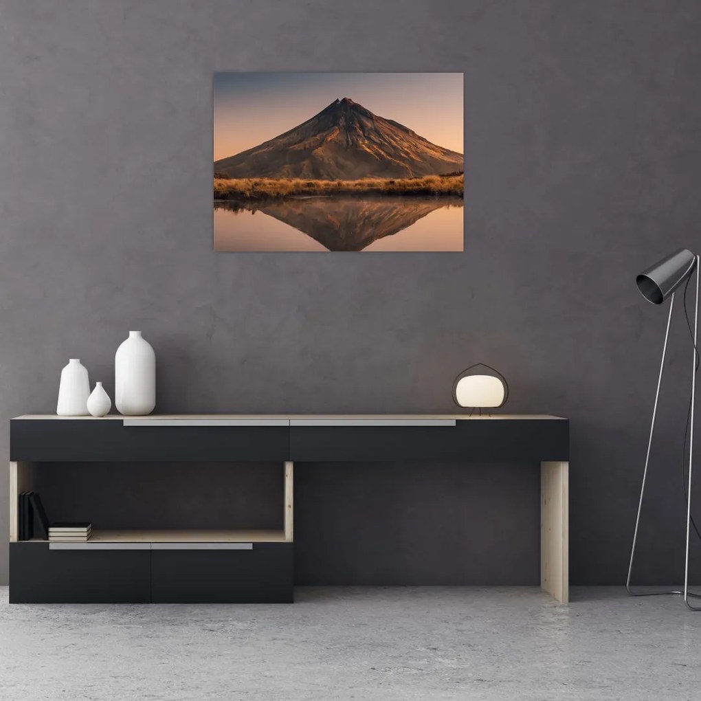 A Mount Taranaki visszaverődése, Új-Zéland (üvegen) (70x50 cm)