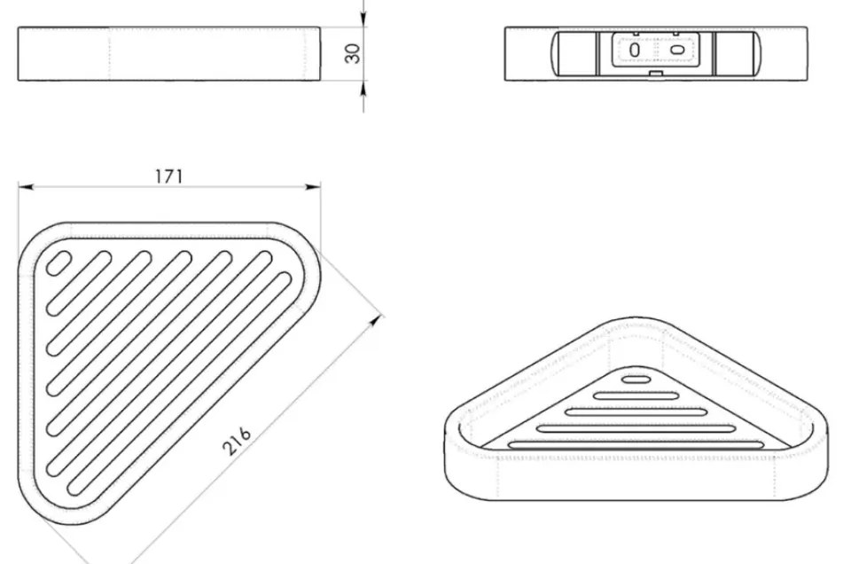 GEDY 3283 Smart sarokpolc zuhanyzóhoz, 17 x 3 x 17cm, ezüst színű