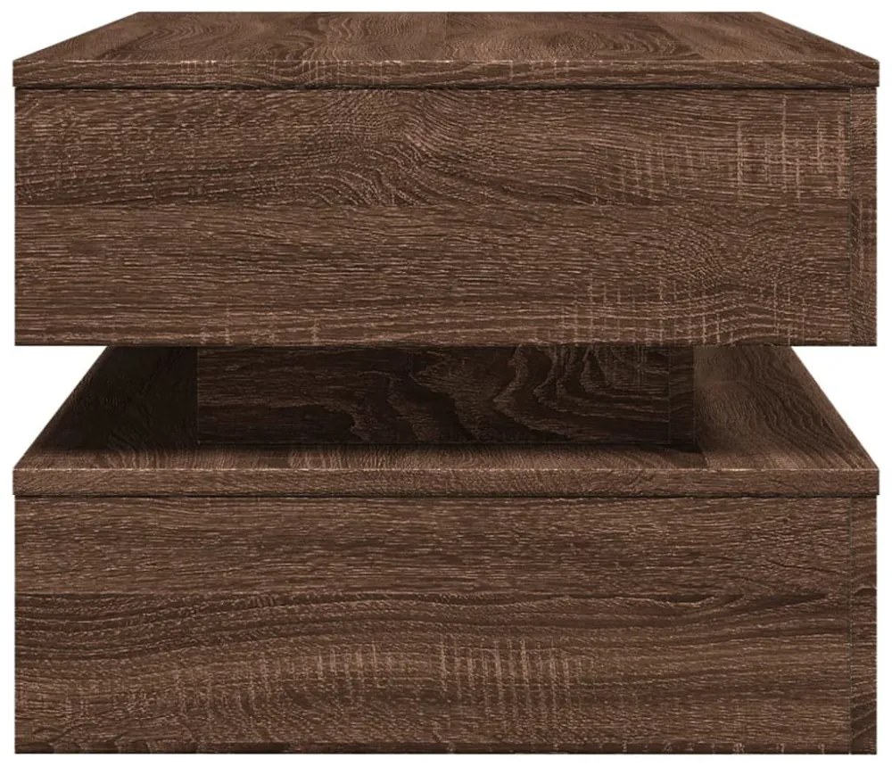 barna tölgyszínű dohányzóasztal LED-lámpákkal 90x50x40 cm