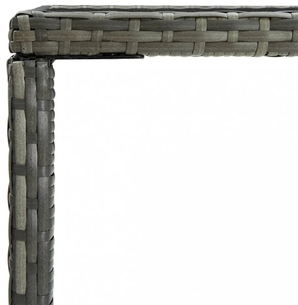 szürke polyrattan és üveg kerti bárasztal 70 x 70 x 110 cm