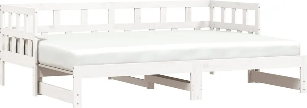 vidaXL fehér tömör fenyőfa kihúzható kanapéágy 80 x 200 cm
