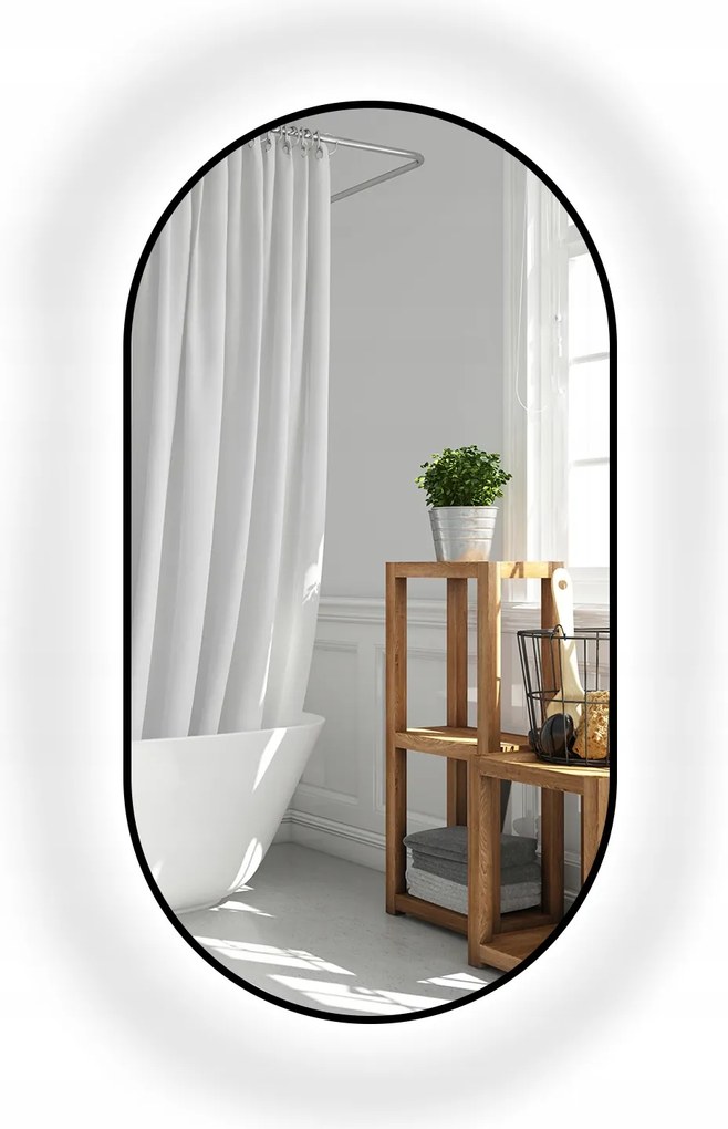 Oli ovális tükör Mdf keretben Slim Led háttérvilágítással 60x120