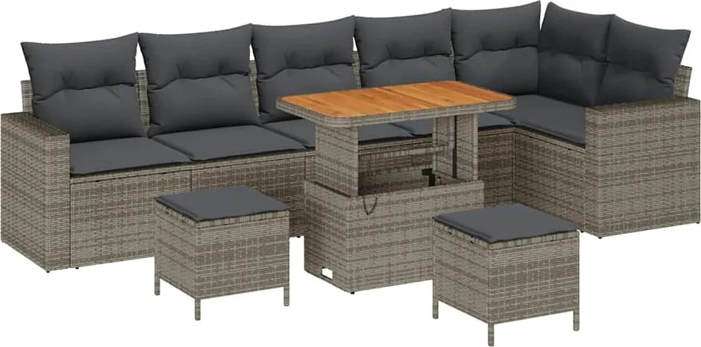 vidaXL Kerti Kanapé Szett párnával 11 pcs Szürke polirattan