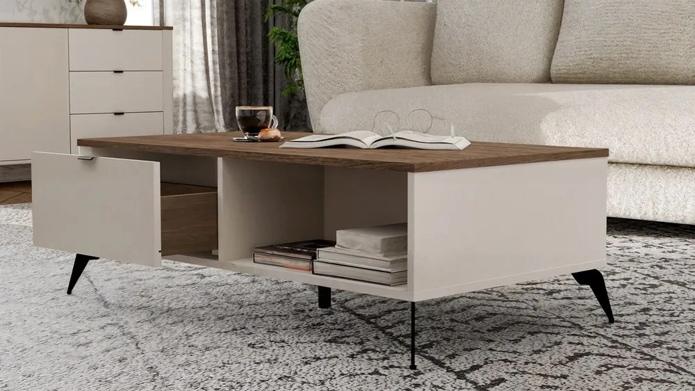 CORDOBA dohányzóasztal 110x63x11.5 cm, kasmír- tölgy- fekete