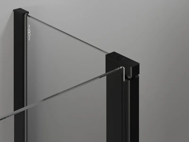 Mexen Mist, ötszögletű zuhanykabin, jobb oldali 90 x 90 cm, átlátszó üveg-fekete rács, 8A8-090-090-70-77-P
