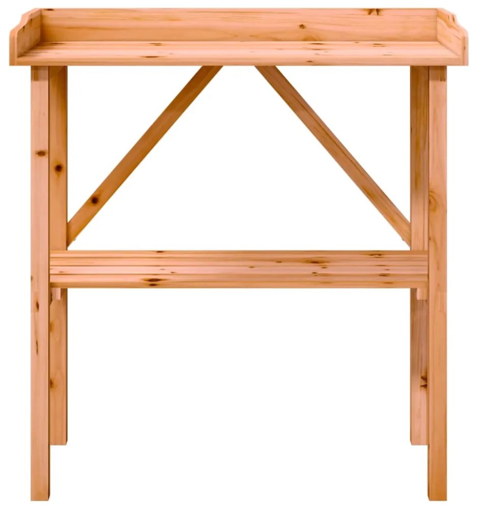 barna tömör fenyőfa növénytartó asztal polccal 78x38x82,5 cm