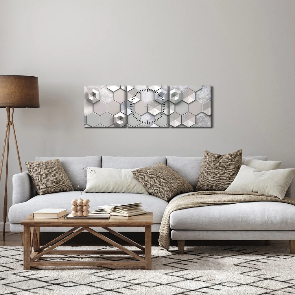A 3D absztrakció képe (órával) (90x30 cm)