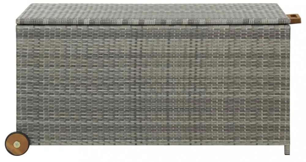 világosszürke polyrattan kerti tárolóláda 120 x 65 x 61 cm