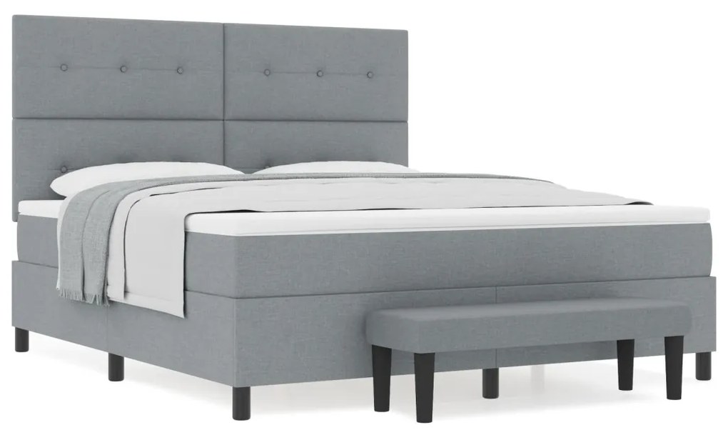 Box Spring Ágy Matraccal és Padlóval Világosszürke 180x200 cm Szövet