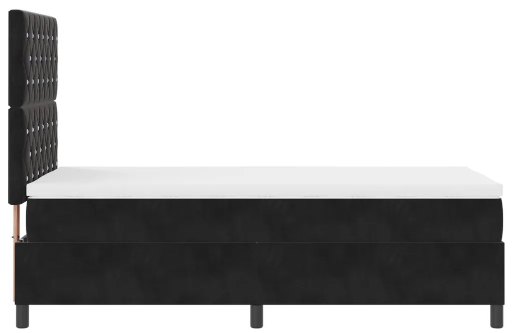 Ágykeret Matraccal és LED Fényekkel Fekete 100x200 cm Bársonyos