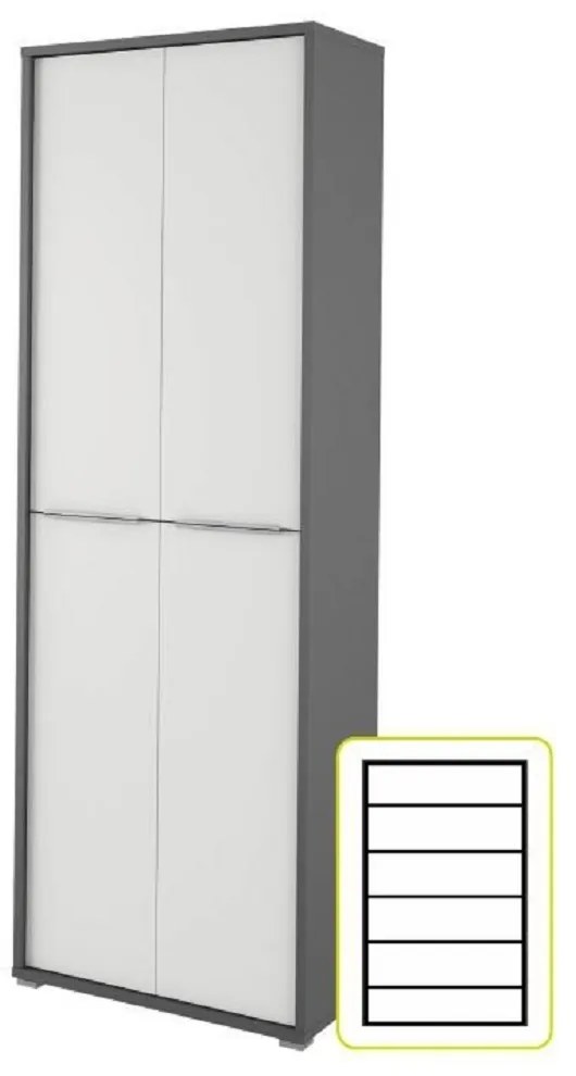 Polcosszekrény Hamila NEW TYP 05 (grafit + fehér). 1028758