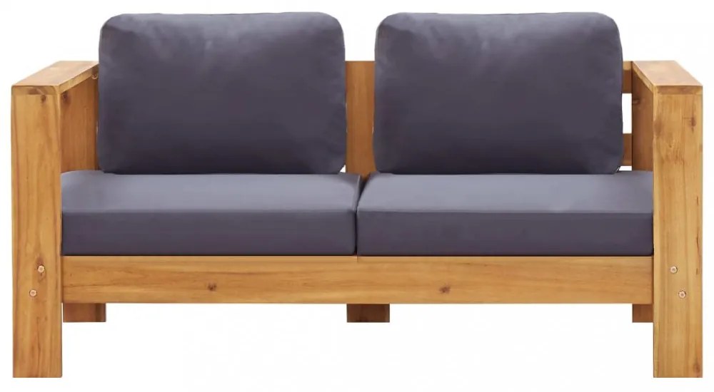 szürke tömör akácfa kerti kanapépad párnákkal 140 cm
