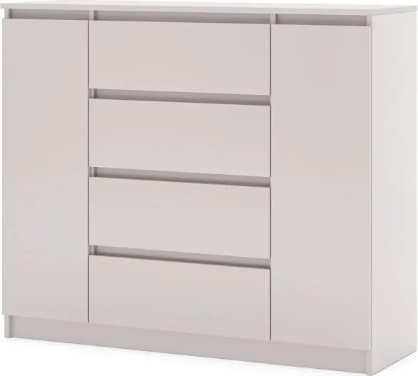 Komód 120 cm, 2 ajtóval és 4 fiókkal, kasmír színben. SIMPLE.