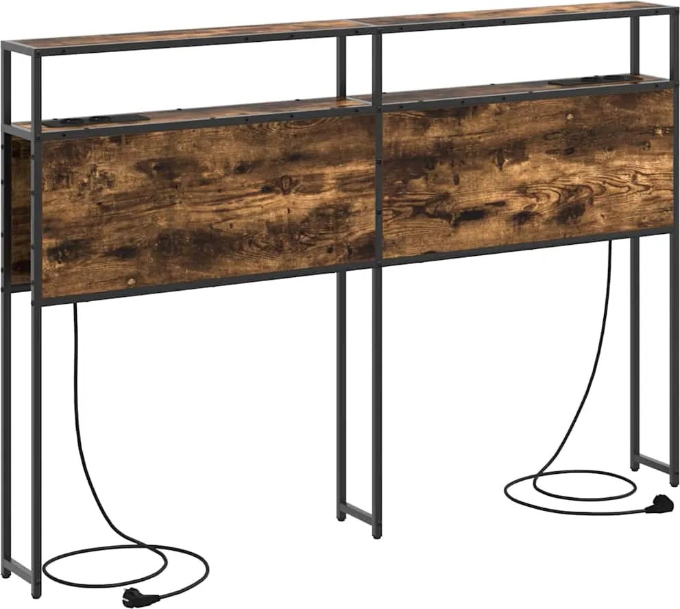 vidaXL Tároló fejtámla polcokkal Füstölt tölgy 160 cm Faanyag