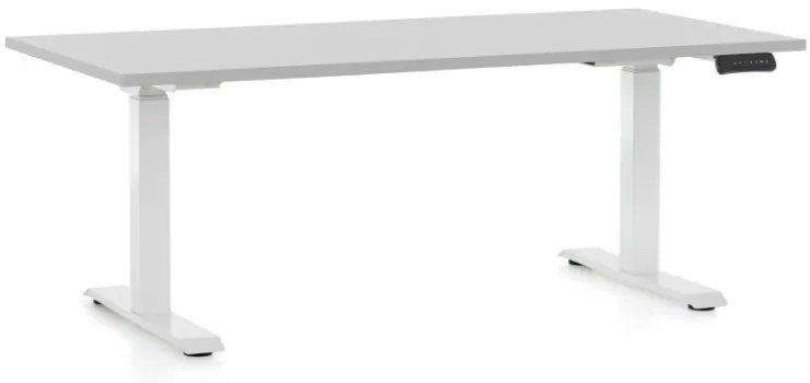 Állítható magasságú asztal OfficeTech C, 160 x 80 cm, fehér alap, világos szürke