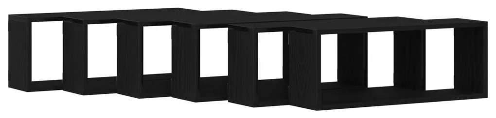 Falipolc 6 db Fekete Tölgy 60x15x23 cm Műanyag