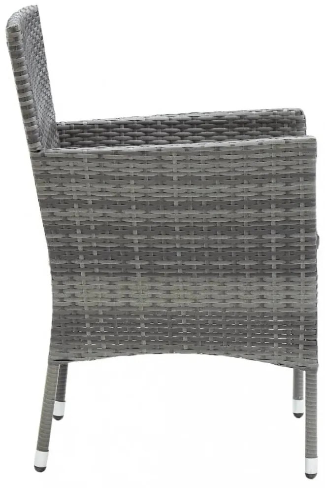 3 részes szürke polyrattan kerti étkezőgarnitúra párnákkal