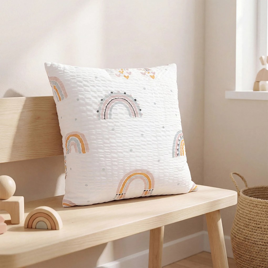 Goldea gyermek krepp párnahuzat - festett szivárványok 40 x 40 cm