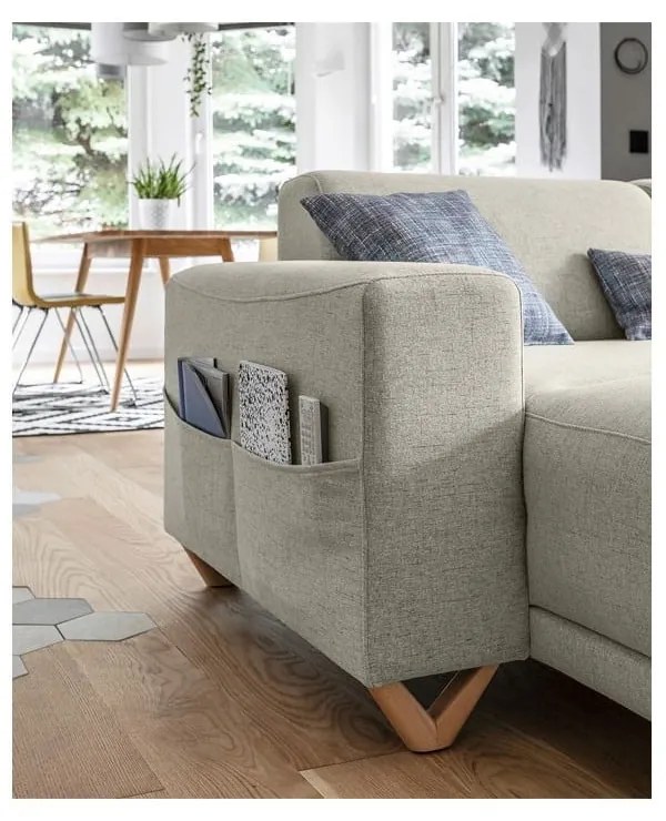 Bézs kinyitható-tárolóhelyes sarokkanapé (jobb oldali-U alakú) Classy Sophie – Miuform