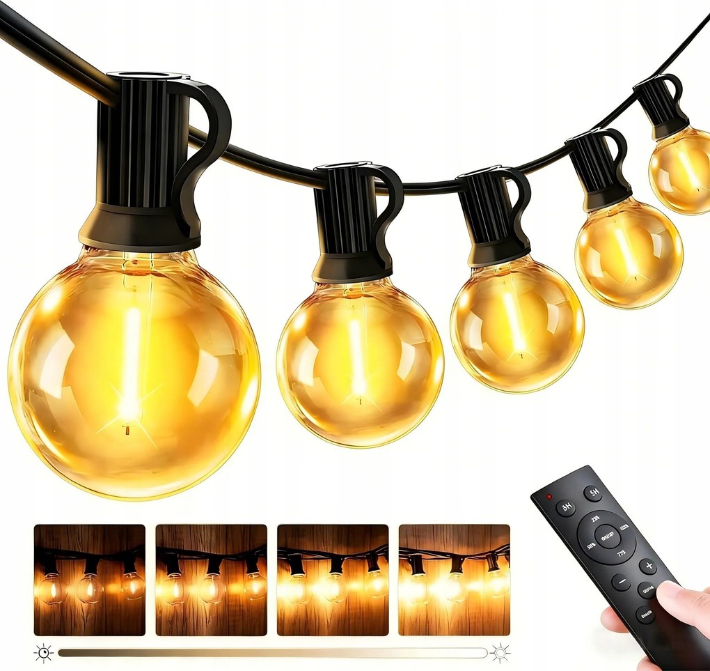 Kerti fényfüzér 30M 50X Led izzó Lánc Vízálló IP44