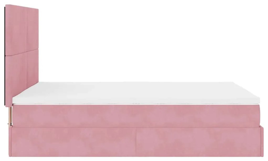 Ottomán ágykeret matracokkal rózsaszín 140x190cm bársony