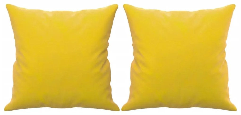2 személyes sárga bársony kanapé díszpárnákkal 140 cm
