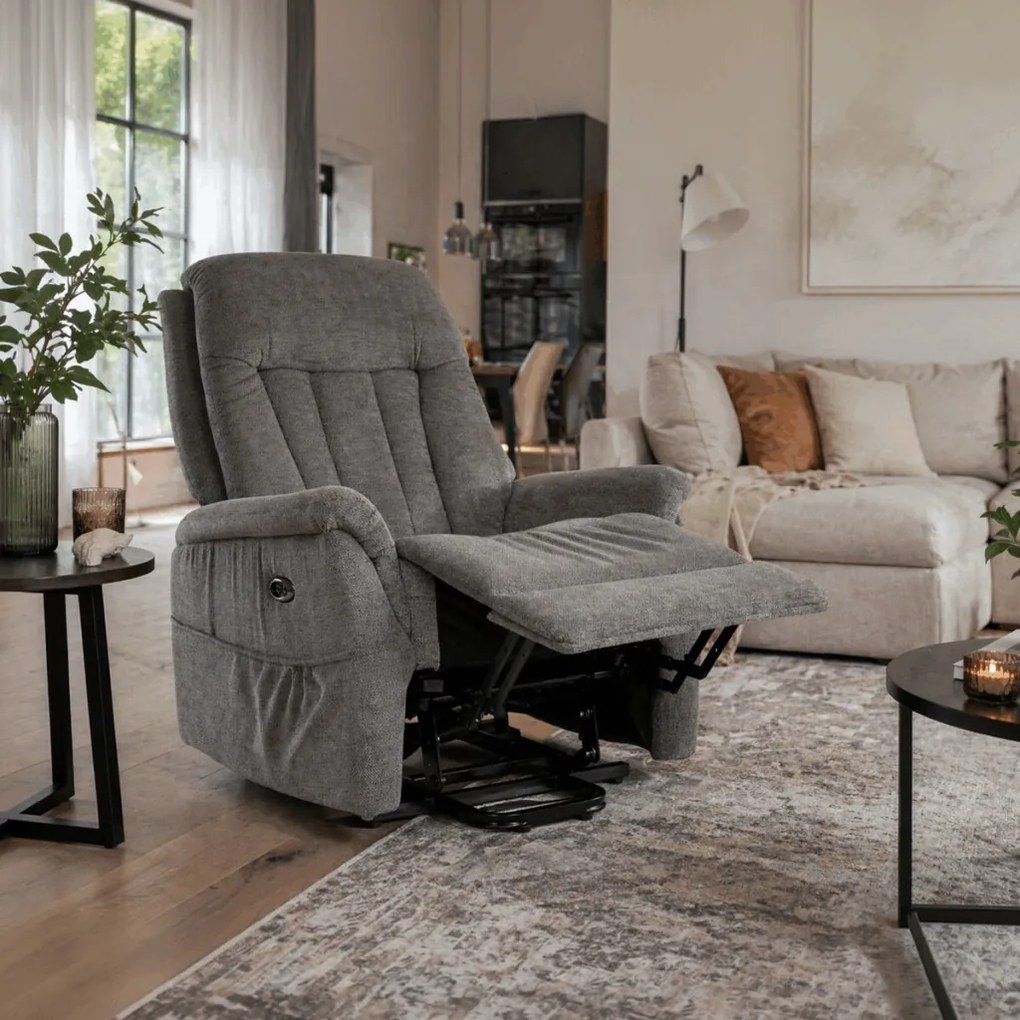 Elektromos relax fotel állítható háttámlával szürke szövet TV-Q8575 GREY2