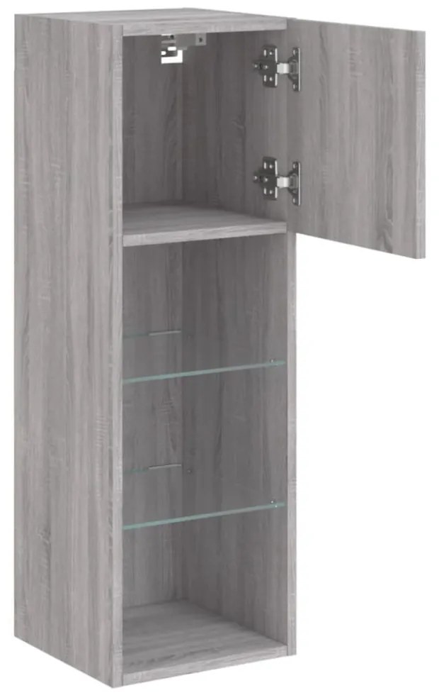 szürke sonoma színű TV-szekrény LED-világítással 30,5x30x90 cm