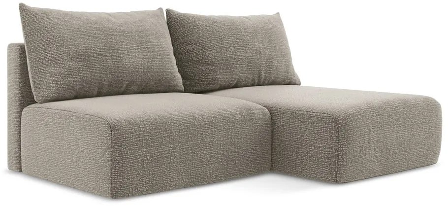 Bézs kinyitható-tárolóhelyes sarokkanapé (jobb oldali) Kalena – Makamii