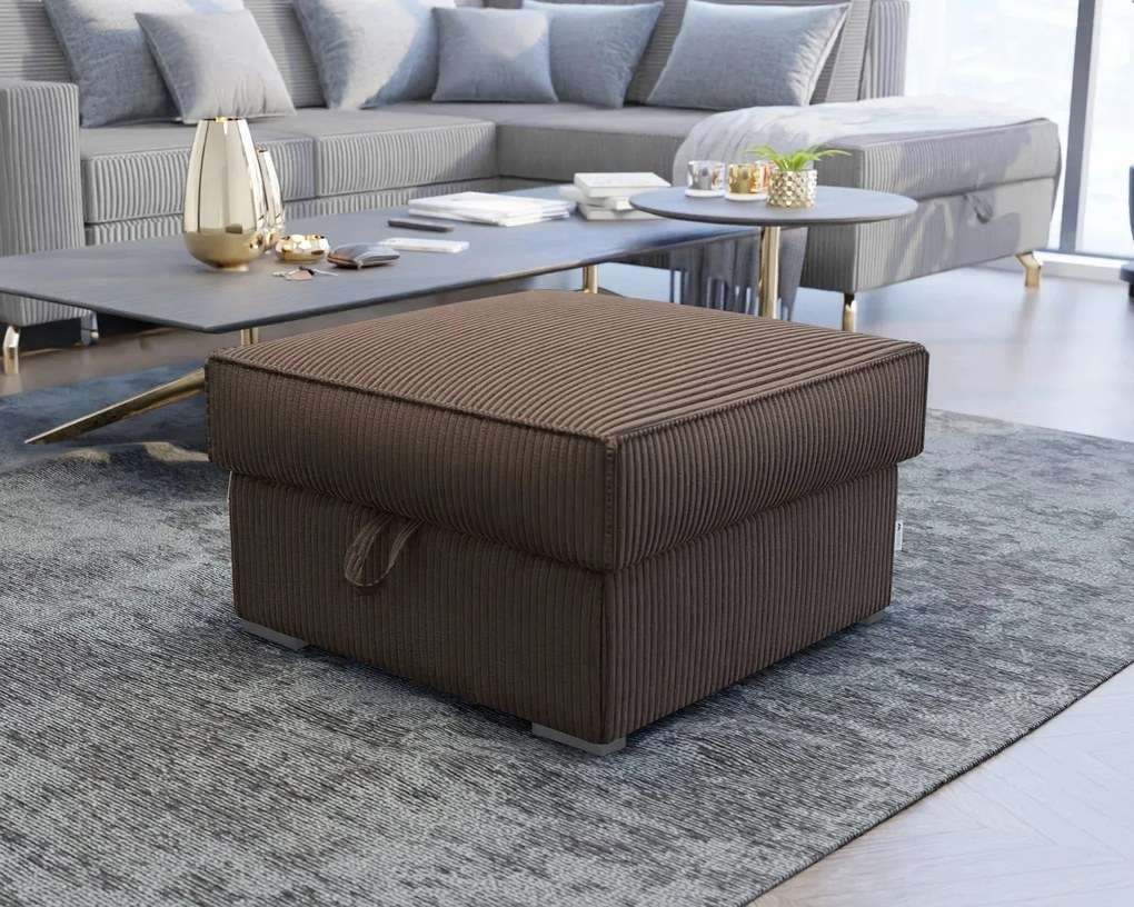 Sötétbarna SMART COSARO tárolós puff, 65x65 cm