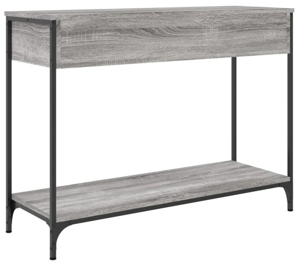 szürke sonoma színű szerelt fa konzolasztal 100 x 34,5 x 75 cm