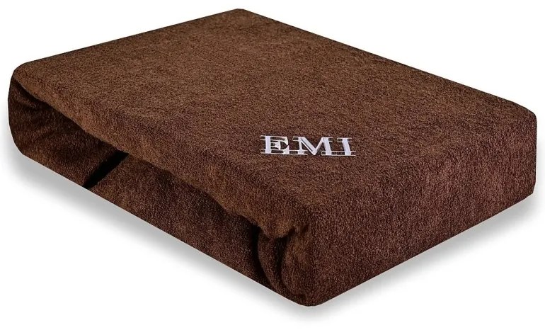 EMI Barna frottír gumis lepedő, 90x200-as lap