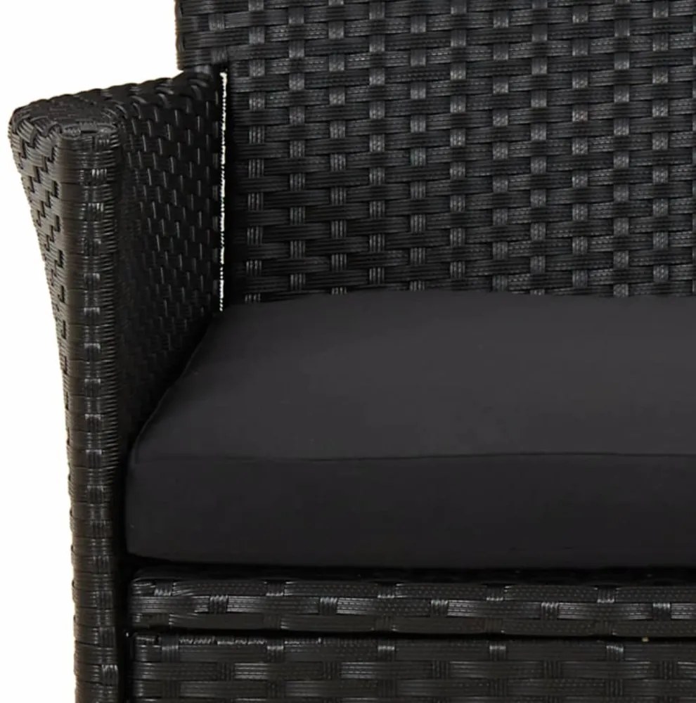 vidaXL 5 részes fekete polyrattan kerti bisztrógarnitúra párnákkal