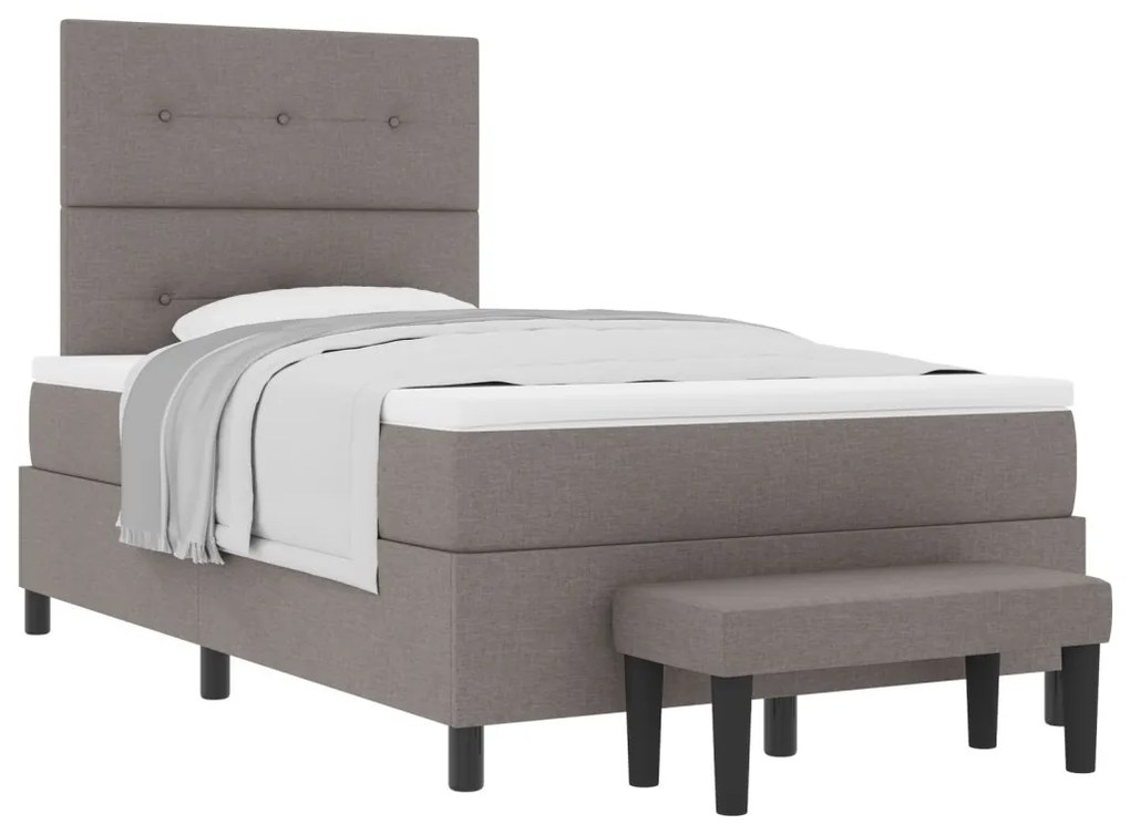 Box Spring Ágy Matraccal és Pad Taupe 120x190 cm Szövet