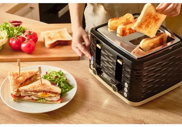 Sencor - Négy szeletes kenyérpirító 1600W/230V fekete/bézs