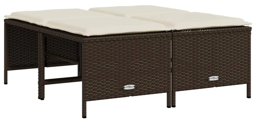 4 db barna polyrattan szék párnákkal