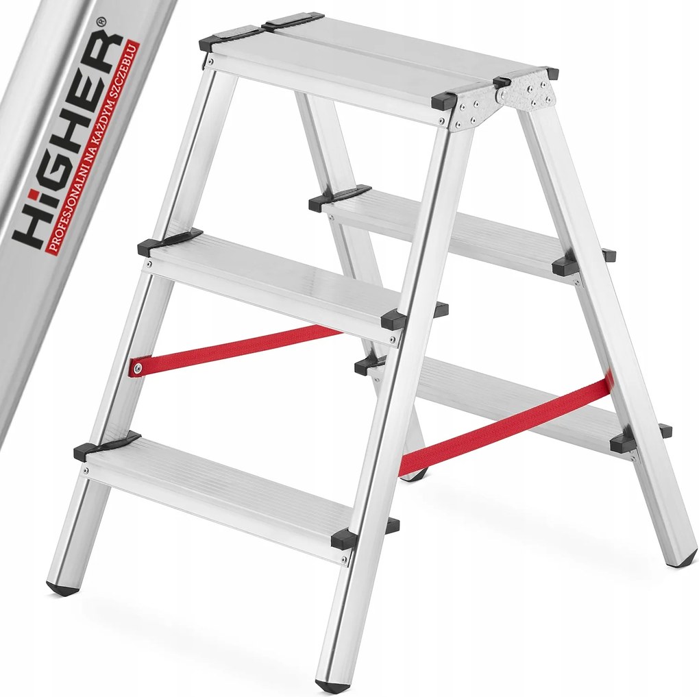 Háztartási létra alumínium kétoldalas összecsukható lépcső Higher 2x3 125kg