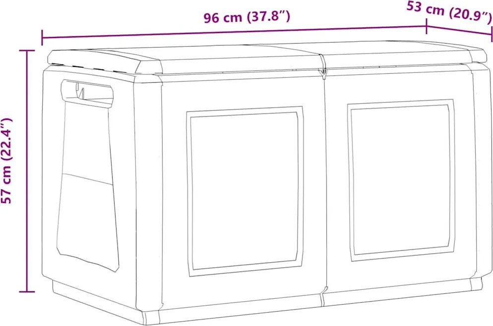 vidaXL sötétszürke-fekete kerti tárolóláda 96 x 53 x 57 cm 230 L
