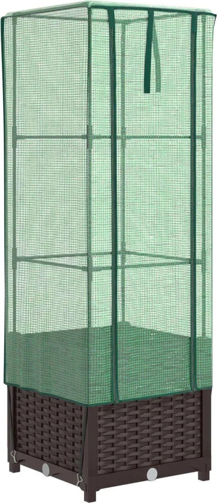 vidaXL rattan megjelenésű magaságyás melegháztakaróval 40x40x139 cm